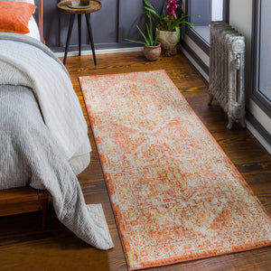 Mirabel MBE-2304 Traditional Polyester Rug MBE2304-2773 Peach, Burnt Orange, Cream, Dark Brown, Saffron, Taupe, Light Gray, Rose 100% Polyester 2'7" x 7'3"