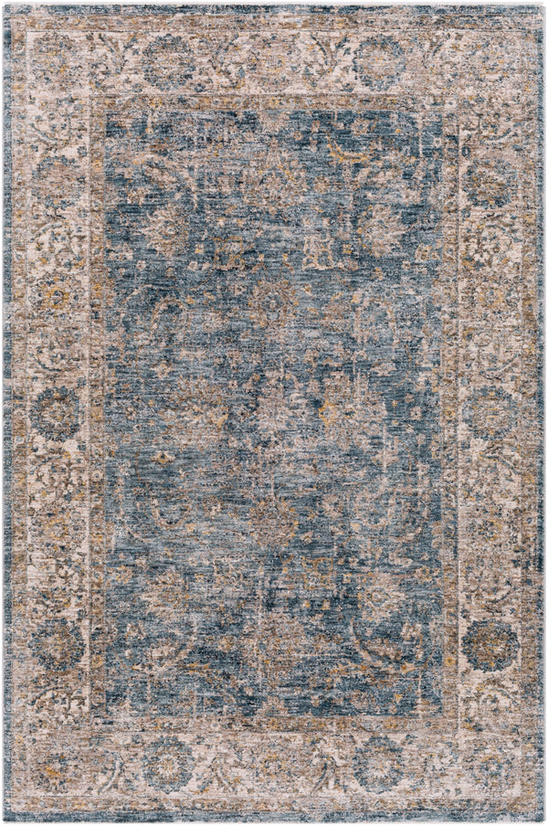 Mirabel MBE-2305 Traditional Polyester Rug MBE2305-575 Teal, Aqua, Mustard, Medium Gray, Beige 100% Polyester 5' x 7'5"