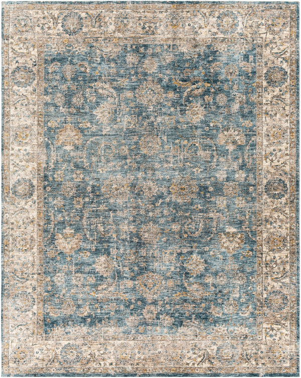 Mirabel MBE-2305 Traditional Polyester Rug MBE2305-710103 Teal, Aqua, Mustard, Medium Gray, Beige 100% Polyester 7'10" x 10'3"