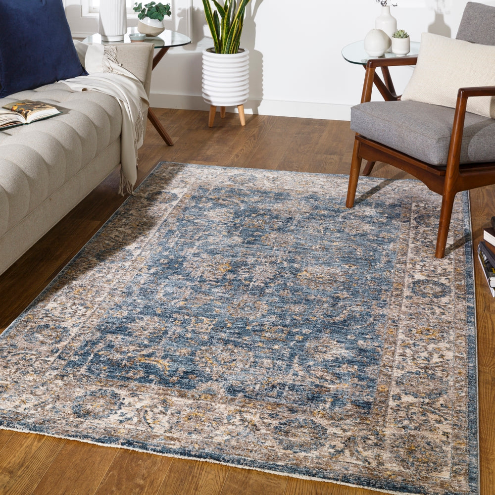Mirabel MBE-2305 Traditional Polyester Rug MBE2305-9122 Teal, Aqua, Mustard, Medium Gray, Beige 100% Polyester 9' x 12'2"