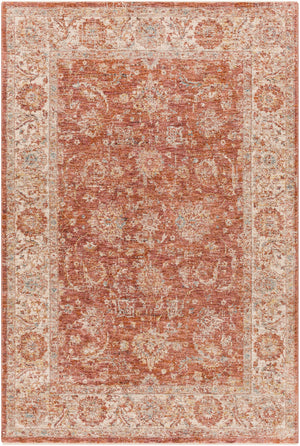Mirabel MBE-2307 Traditional Polyester Rug MBE2307-575 Burnt Orange, Rose, Teal, Olive, Medium Gray, Beige 100% Polyester 5' x 7'5"