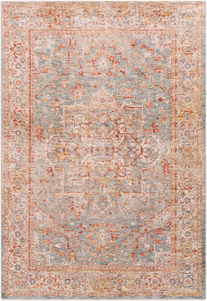 Mirabel MBE-2310 Traditional Polyester Rug MBE2310-710RD Teal, Aqua, Medium Gray, Burnt Orange, Olive, Beige 100% Polyester 7'10" Round