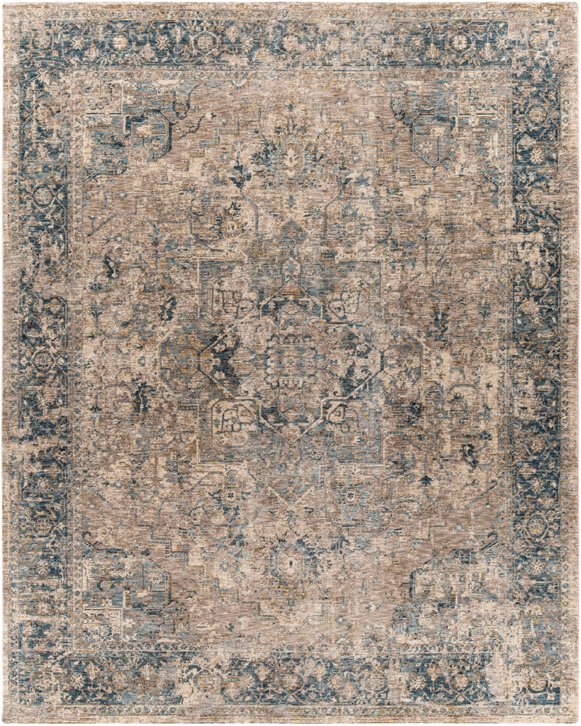 Mirabel MBE-2312 Traditional Polyester Rug MBE2312-710103 Teal, Aqua, Mustard, Taupe, Medium Gray, Beige 100% Polyester 7'10" x 10'3"
