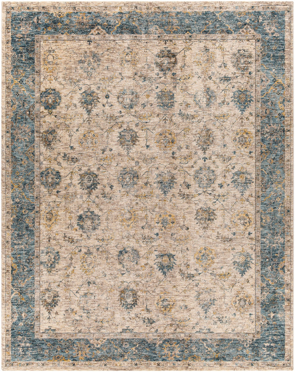 Mirabel MBE-2313 Traditional Polyester Rug MBE2313-710103 Teal, Aqua, Mustard, Taupe, Beige, Light Gray 100% Polyester 7'10" x 10'3"