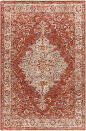 Mirabel MBE-2318 Traditional Polyester Rug MBE2318-575 Burnt Orange, Rust, Teal, Olive, Medium Gray, Beige 100% Polyester 5' x 7'5"