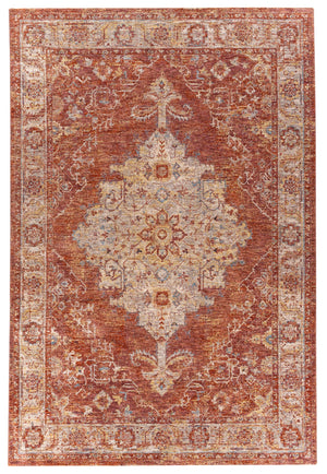 Mirabel MBE-2318 Traditional Polyester Rug MBE2318-9122 Burnt Orange, Rust, Teal, Olive, Medium Gray, Beige 100% Polyester 9' x 12'2"