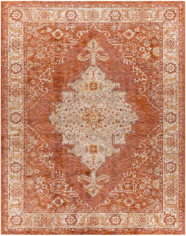 Mirabel MBE-2318 Traditional Polyester Rug MBE2318-710103 Burnt Orange, Rust, Teal, Olive, Medium Gray, Beige 100% Polyester 7'10" x 10'3"