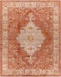 Mirabel MBE-2318 Traditional Polyester Rug MBE2318-710103 Burnt Orange, Rust, Teal, Olive, Medium Gray, Beige 100% Polyester 7'10" x 10'3"