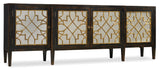Sanctuary Casual Hardwood Solids And White Oak Veneers With Antique Mirror Four Door Mirrored Console- Ebony