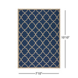 Noble House Joselyn Indoor/ Outdoor Geometric 8 x 11 Area Rug, Navy and Ivory
