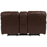 Porter Designs Ramsey Leather-Look seat Transitional Reclining Console Love Brown 03-112C-02-6016