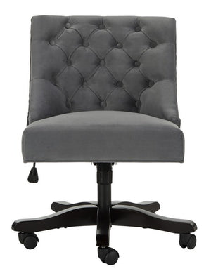 Safavieh Soho Desk Chair Tufted Velvet Swivel Grey Wood NC Coating Hardwood Birch Foam MCR1030B 889048417434