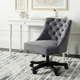 Safavieh Soho Desk Chair Tufted Velvet Swivel Grey Wood NC Coating Hardwood Birch Foam MCR1030B 889048417434