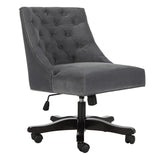 Safavieh Soho Desk Chair Tufted Velvet Swivel Grey Wood NC Coating Hardwood Birch Foam MCR1030B 889048417434