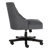 Safavieh Soho Desk Chair Tufted Velvet Swivel Grey Wood NC Coating Hardwood Birch Foam MCR1030B 889048417434