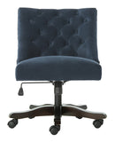 Safavieh Soho Desk Chair Tufted Velvet Swivel Navy Wood NC Coating Hardwood Birch Foam MCR1030C 889048417441