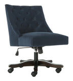 Safavieh Soho Desk Chair Tufted Velvet Swivel Navy Wood NC Coating Hardwood Birch Foam MCR1030C 889048417441