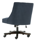 Safavieh Soho Desk Chair Tufted Velvet Swivel Navy Wood NC Coating Hardwood Birch Foam MCR1030C 889048417441