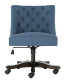 Safavieh Soho Desk Chair Tufted Linen Swivel Navy Wood NC Coating Hardwood Birch Foam MCR1030D 889048417458