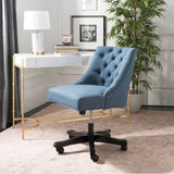 Safavieh Soho Desk Chair Tufted Linen Swivel Navy Wood NC Coating Hardwood Birch Foam MCR1030D 889048417458