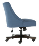 Safavieh Soho Desk Chair Tufted Linen Swivel Navy Wood NC Coating Hardwood Birch Foam MCR1030D 889048417458