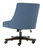 Safavieh Soho Desk Chair Tufted Linen Swivel Navy Wood NC Coating Hardwood Birch Foam MCR1030D 889048417458