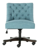 Safavieh Soho Desk Chair Tufted Linen Swivel Light Blue Wood NC Coating Hardwood Birch Foam MCR1030E 889048417465