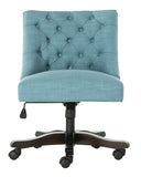 Safavieh Soho Desk Chair Tufted Linen Swivel Light Blue Wood NC Coating Hardwood Birch Foam MCR1030E 889048417465