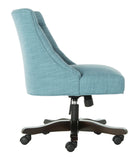 Safavieh Soho Desk Chair Tufted Linen Swivel Light Blue Wood NC Coating Hardwood Birch Foam MCR1030E 889048417465