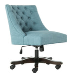 Safavieh Soho Desk Chair Tufted Linen Swivel Light Blue Wood NC Coating Hardwood Birch Foam MCR1030E 889048417465