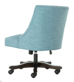 Safavieh Soho Desk Chair Tufted Linen Swivel Light Blue Wood NC Coating Hardwood Birch Foam MCR1030E 889048417465