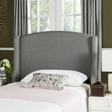 Safavieh Austin Headboard Queen Winged Grey and Silver Fabric Wood Metal Plywood Linen Foam Iron Stainless Steel MCR4002D-Q 889048159310
