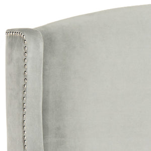 Safavieh Austin Headboard Full Winged Pewter and Silver Fabric Wood Metal Plywood Polyester Foam Iron Stainless Steel MCR4003G-F 889048159549