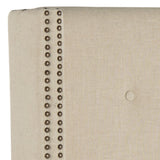 Safavieh Keegan Headboard Full Hemp and Brass Nailheads Fabric Wood Metal Plywood Linen Foam Stainless Steal MCR4007J-F 889048158993