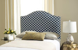 Safavieh Connie Headboard Twin Navy and White Silver Fabric Wood Metal Plywood Polyester Nylon PU Foam Stainless Steel MCR4018Z 889048140530