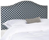 Safavieh Connie Headboard King Stripe Navy and White Silver Fabric Wood Metal Plywood Polyester Linen Foam Stainless Steel MCR4019Z 889048140554
