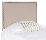 Safavieh Sydney Headboard Twin Taupe and Black Brass Nailheads Fabric Wood Metal Plywood Linen Foam Iron Stainless Steel MCR4022A 683726670377