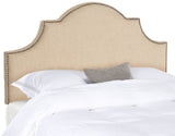 Safavieh Hallmar Headboard Twin Arched Hemp and Silver Fabric Wood Metal Plywood Linen Foam Iron Stainless Steel MCR4026A 683726670575