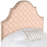 Hallmar Pale Pink & Beige Headboard - Silver Nail Head