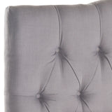 Safavieh Axel Headboard Twin Tufted Arctic Grey Metal with Buttons Plywood Terelyne Cotton Rayon Foam Iron MCR4028C 683726672371