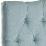 Safavieh Axel Headboard Twin Tufted Sky Blue Metal with Buttons Plywood Polyester Cotton Linen Foam Iron MCR4028D 683726672388