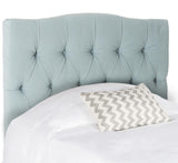 Safavieh Axel Headboard Twin Tufted Sky Blue Metal with Buttons Plywood Polyester Cotton Linen Foam Iron MCR4028D 683726672388