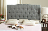 Safavieh Axel Headboard King Tufted Grey Metal with Buttons Plywood Linen Foam Iron MCR4029E-K 889048146518