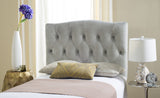 Safavieh Axel Headboard King Tufted Pewter Metal with Buttons Plywood Linen Foam Iron MCR4029H-K 889048146549