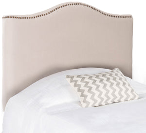 Safavieh Jeneve Taupe Winged Headboard   Brass Nail Head Taupe Plywood MCR4683D