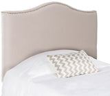 Safavieh Jeneve Headboard King Winged Taupe and Silver Fabric Wood Metal Plywood Linen Foam Iron Stainless Steel MCR4031C 683726673590