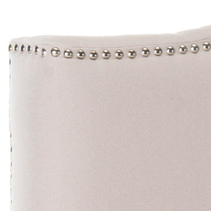 Safavieh Jeneve Headboard King Winged Taupe and Silver Fabric Wood Metal Plywood Linen Foam Iron Stainless Steel MCR4031C 683726673590