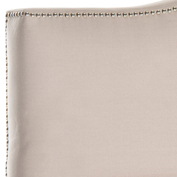 Safavieh Jeneve Headboard King Winged Taupe and Silver Fabric Wood Metal Plywood Linen Foam Iron Stainless Steel MCR4031C 683726673590