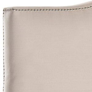 Safavieh Jeneve Headboard King Winged Taupe and Silver Fabric Wood Metal Plywood Linen Foam Iron Stainless Steel MCR4031C 683726673590