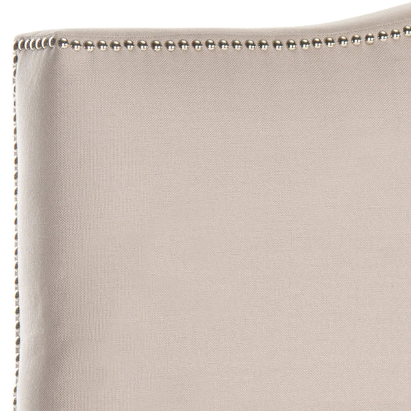 Safavieh Jeneve Headboard King Winged Taupe and Silver Fabric Wood Metal Plywood Linen Foam Iron Stainless Steel MCR4031C 683726673590